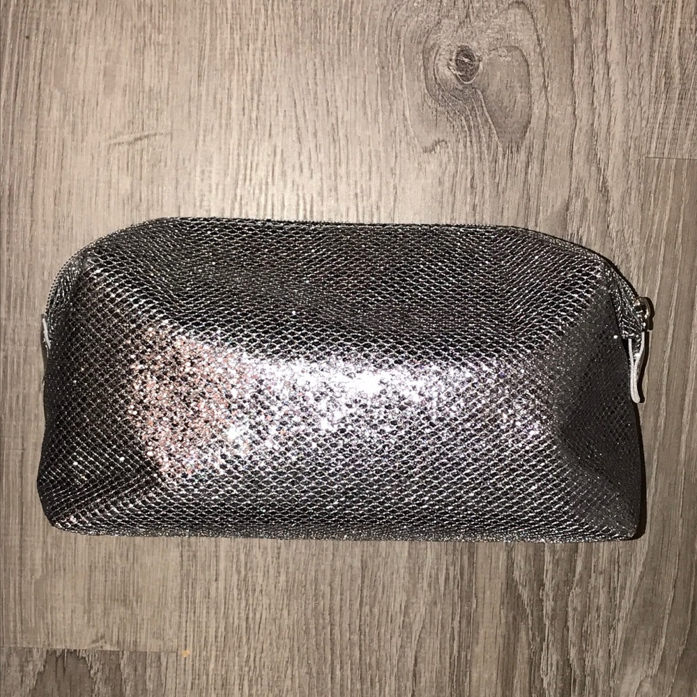 Ulta Beauty Silver Metallic Textured Cosmetic Bag